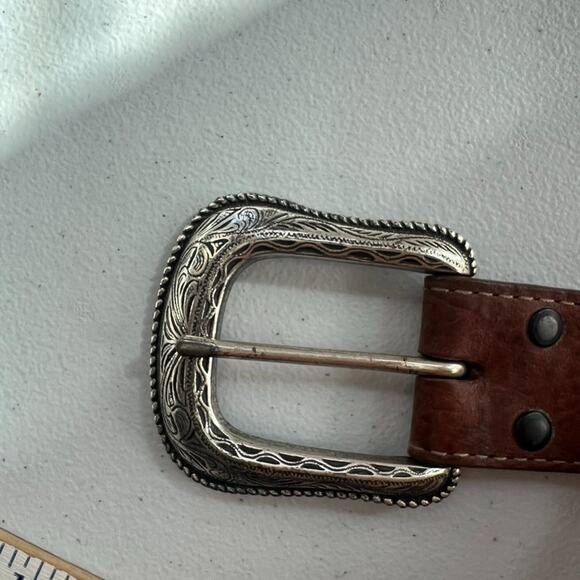 Wrangler Belt Mens (39.5-44) In Handcrafted Genuine Leather Southwestern Concho - Picture 8 of 16